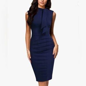 Miusol Elegant Navy Midi Dress